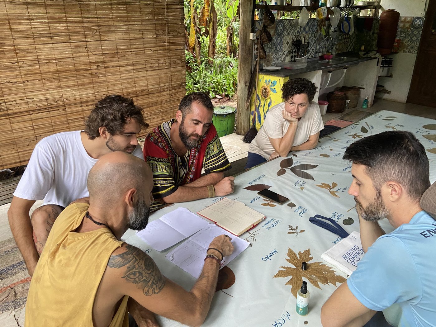 Grupo estudando permacultura em Piracanga